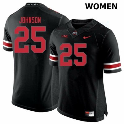 Women's Ohio State Buckeyes #25 Xavier Johnson Blackout Nike NCAA College Football Jersey July YPR7044EV